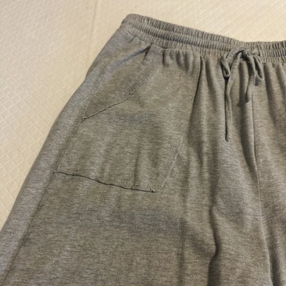 Hayden Los Angeles cropped wide-leg drawstring Gray pants casual soft Beachy - Picture 4 of 11